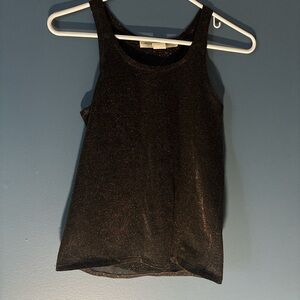 Elegant Black Metallic Mesh Tank Top